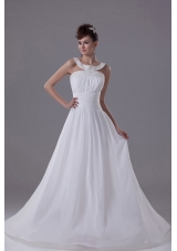 Scoop Neck Beading Princess Wedding Dress With Cross Criss Back