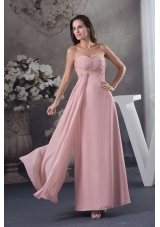 Simple Beading Sweetheart Pink Long Column 2013 Prom Dress