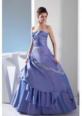 Appliques Ruching Ball Gown Floor-length Strapless Quinceanera Dress