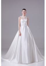 Bateau Neck New A-line / Princess Lace Wedding Dress