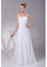 Beading and Ruching Straps Empire Long Wedding Dress