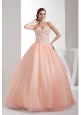 Beading Sweetheart Ball Gown Floor-length Watermelon Quinceanera Dress