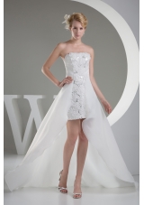 Discount Hand Made Flowers High Low Strapless Prom Dress