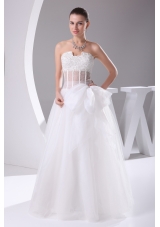 Elegant Column Strapless Lace-up Beading 2013 Wedding Dress