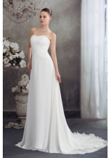 Empire Sweetheart Court Train Appliques Wedding Dress