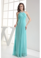 Halter Top Aqua Blue Empire Beading Prom Dress