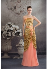 Hand Made Flowers Sequins Strapless Prom / Evening Dress