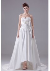 Hand Made Flowers Sweetheart Brush Train Wedding Dress