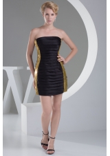 Sequin and Taffeta Mini-length Ruffles Layers Strapless Prom Dress