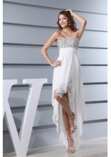 White Beading Sweetheart High-low Prom Dress