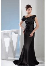 Appliques Mermaid Asymmetrical Black Mother of the Bride Dress