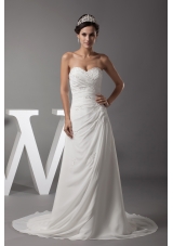 Appliques Sweetheart Column Wedding Dress With Lace Up Back