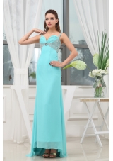 Beading Ruching Straps Long Prom Dress