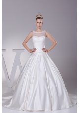 Lace A-Line Scoop Court Train Wedding Dress
