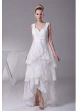 Lace Straps High-lowA-line Wedding Dress