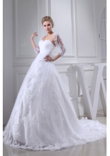 Lace With Beading Ball Gown Sweetheart Chapel Train Wedding Dress