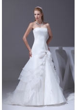 Mermaid Bow Beading Strapless Court Train Wedding Dress