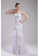 Mermaid Sweetheart Embroidery Ruffles Wedding Dress