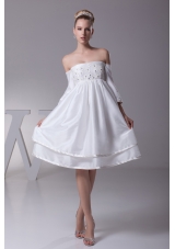 Off The Shoulder 3/4 Sleeves Knee-length Wedding Dress