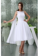 Princess Scoop Neck Short Watteau Train Beach Wedding Dress