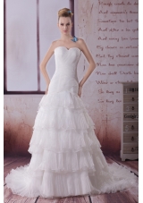 Ruffled Layers Mermaid Sweetheart Court Train Wedding Dress