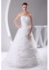 Ruffles Layered Organza Court Train Sweetheart A-Line Wedding Dress