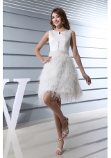 Ruffles Scoop Knee-length Beading Wedding Dress