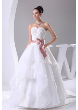 Appliques and Sash A-Line Court Train Sweetheart 2013 Wedding Dress