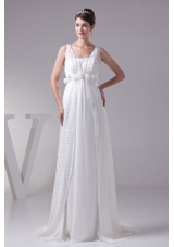 Elegant Hand Made Flowers Empire Square Neck Prom Dress