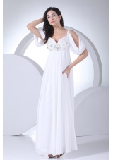 Empire Half Sleeves Straps Beading Wedding Dress