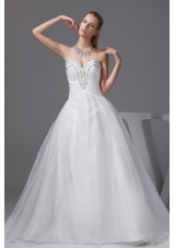 Ruching Beading Sweetheart A-line Wedding Dress