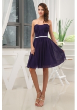 Ruching Empire Purple Strapless short 2013 Prom Dress