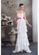 Sweetheart Hand Made Flowers Wedding Dress With Ruffled Layers