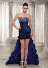 High-low Sweetheart Beading Flower Decorate Prom Dress