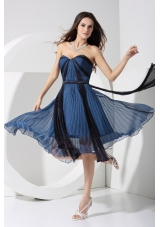 A-line Pleated Two-toned Sweetheart Prom Dress with Bowknot