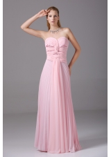 Pretty Sweetheart Pleated Ruched Pink Prom Homecoming Dress