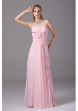 Pretty Sweetheart Pleated Ruched Pink Prom Homecoming Dress