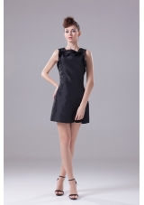 Mini-length Prom Dress in Black with Petal Square Neckline