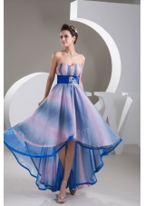 Sweetheart High Low Colorful Pringting Prom Gowns with Beaded Belt