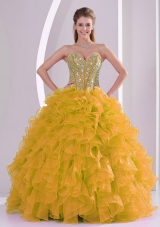 Beading and Ruffles Sweetheart Long Quinceanera Gowns for 2013 winter