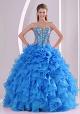 Ruffles and Beaded Decorate Sweetheart Long Quinceanera Dresses with Lace Up