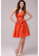 A-line Sweetheart Taffeta Orange Red Prom Gown Dress with Sashes