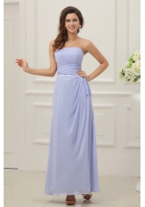 Strapless Empire Chiffon Ankle-length Prom Maxi Dress with Ruches