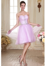 Rhinestone Sweetheart Organza Lavender Prom Gown Dresses