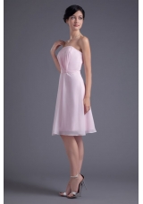 Best Seller Strapless Pink Chiffon Knee Length Prom Dresses