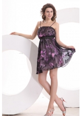 Printed Fabric Straps Mini Length Prom Formal Dress for 2014