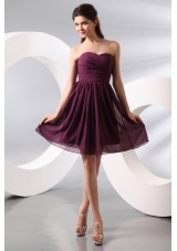 Beautiful Sweetheart Ruched Chiffon Purple Prom Party Dress