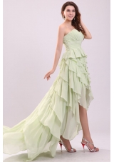 Light Green High Low Ruffled and Ruched Prom Mother Dresses