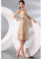 Champagne Knee-length Chiffon Prom Formal Party with Ruche