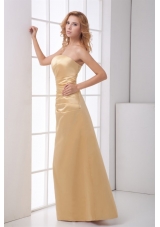 Simple Champagne Strapless Prom Dress with Ruche Waist